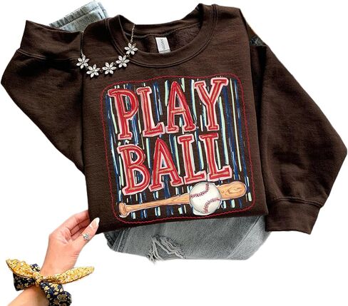 Play Ball Sweatshirt – Retro Baseball Graphic Crewneck Pullover in Kuwait