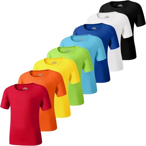 8-Pack Boys Shirts Youth Athletic Quick Dry Boys T Shirts Kids Mesh Short Sleeve Workout Tees (4T-18Y) in Saudi Arabia