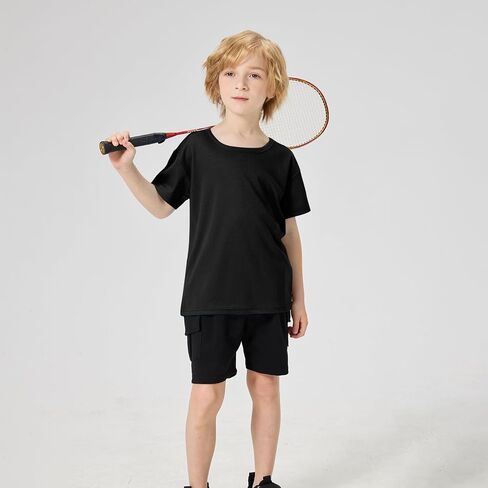 8-Pack Boys Shirts Youth Athletic Quick Dry Boys T Shirts Kids Mesh Short Sleeve Workout Tees (4T-18Y) in Saudi Arabia