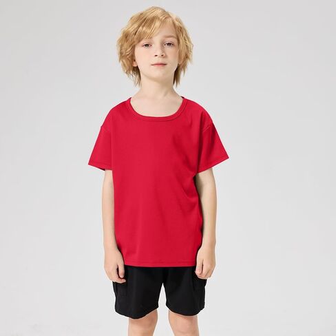 8-Pack Boys Shirts Youth Athletic Quick Dry Boys T Shirts Kids Mesh Short Sleeve Workout Tees (4T-18Y) in Saudi Arabia