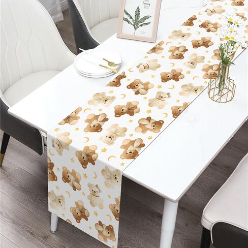 We Can Bearly Wait Baby Shower Decorations Bear Table Runner Brown Neutral Boho Gender Reveal Birthday Party Dining Home Kitchen Table Decor in Saudi Arabia