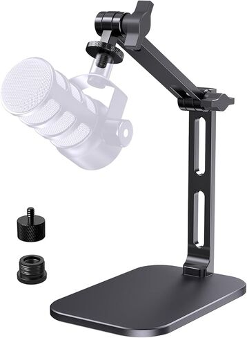 Heavy-Duty Desk Mic Stand, Max Load 2.68 lb Compatible with Rode Podmic, Blue Yeti, Shure and More Mics, Perfect for Small Space Home Office Streaming Setup, Black in Saudi Arabia