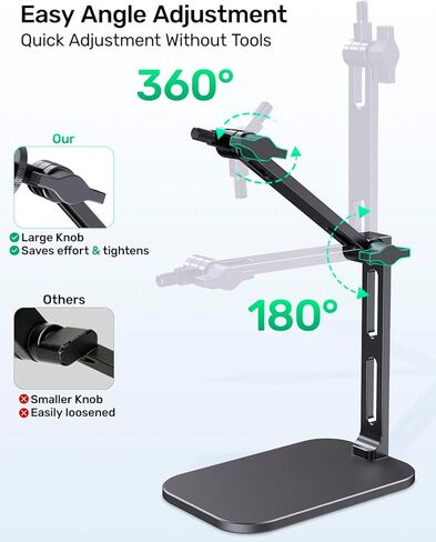 Heavy-Duty Desk Mic Stand, Max Load 2.68 lb Compatible with Rode Podmic, Blue Yeti, Shure and More Mics, Perfect for Small Space Home Office Streaming Setup, Black in Saudi Arabia