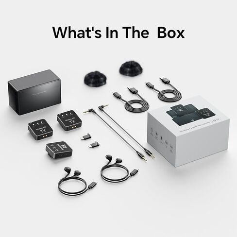 ميكروفون Lavalier لاسلكي لأجهزة iPhone/Android/الكاميرا/الكمبيوتر الشخصي/الكمبيوتر المحمول، نطاق 150 مترًا (492 قدمًا)، بطارية 32 ساعة، إلغاء الضوضاء لتسجيل الفيديو، البث، العرض التقديمي (2 TX + 1 RX + حقيبة شحن) in Saudi Arabia