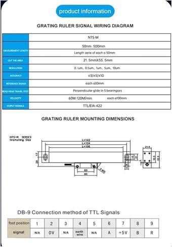 0.005mm Linear TTL 5VDC 450mm-1000mm Grating Ruler Sensor Displacement for Milling Machine(Working Length 700mm) in Saudi Arabia