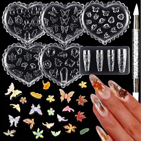TADOPRO 6PCS Silicone Nail Art Molds, 3D Flower Style Nails Charm Molds Sculpting Gel Mold for Nail Art Design Nail DIY Supplies Set Manicure Decoration Gifts in Saudi Arabia