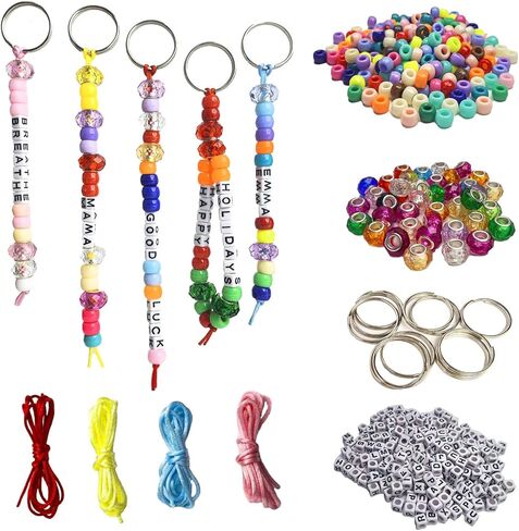 EMYNBO 568 Pcs Bead Keychain Making Kit with Alphabet Letter Beads DIY Craft for Personalized Gift, School Activity, Bag Charm, Backpack Accessories Girls Boys (Candy Color) in Saudi Arabia