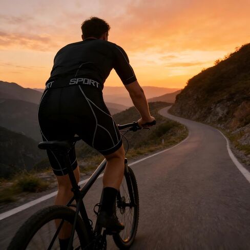 Men's 5D Mesh Cycling Shorts, High Waist Elastic Breathable Shorts with Letter Design for Summer Outdoor & Mountain Biking in Saudi Arabia