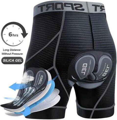 Men's 5D Mesh Cycling Shorts, High Waist Elastic Breathable Shorts with Letter Design for Summer Outdoor & Mountain Biking in Saudi Arabia