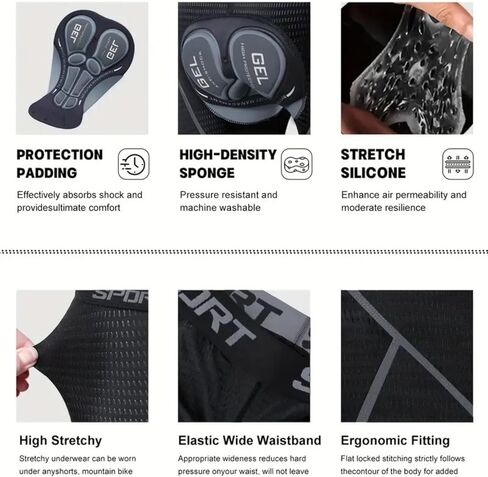 Men's 5D Mesh Cycling Shorts, High Waist Elastic Breathable Shorts with Letter Design for Summer Outdoor & Mountain Biking in Saudi Arabia