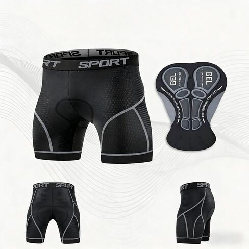Men's 5D Mesh Cycling Shorts, High Waist Elastic Breathable Shorts with Letter Design for Summer Outdoor & Mountain Biking in Saudi Arabia