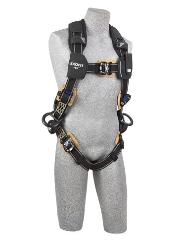 3M DBI-SALA ExoFit NEX 1103073 Nomex/Kevlar حزام لكامل الجسم، مصنوع من الشبة المطلية بالـ PVC. حلقة على شكل حرف D في الخلف/الجانب، بطانة مريحة، أشرطة للساق بإبزيم سريع القفل، مقاس X-Large، أسود in Saudi Arabia