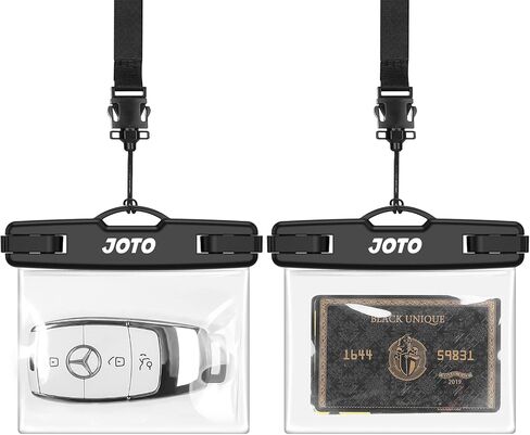 JOTO 2 Pack Waterproof Car Key FOB Case with Lanyard for Swimming Surfing, Small Waterproof Wallet Dry Bag for Money Credit ID Card Cash Coins -Black in Saudi Arabia