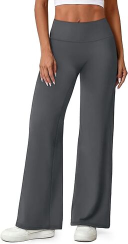 NIASHOT سروال يوجا مستقيم الساق للنساء للتحكم في البطن بدون درز أمامي بنطال يوجا واسع الساق ملابس بيلاتيس عالية الخصر للتمرين in Kuwait
