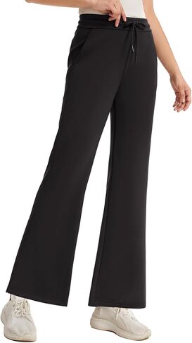 Women's Casual Drawstring Air-Layer Sweatpants Bootcut Trousers in Saudi Arabia