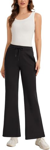 Women's Casual Drawstring Air-Layer Sweatpants Bootcut Trousers in Saudi Arabia
