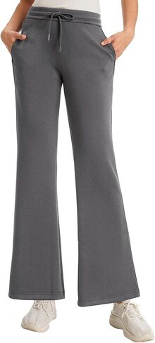 Women's Casual Drawstring Air-Layer Sweatpants Bootcut Trousers in Saudi Arabia