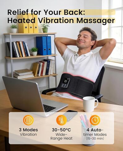 حزام العلاج بالضوء الأحمر اللاسلكي للجسم - غلاف علاجي 660 نانومتر و850 نانومتر مع محركات تدليك مزدوجة وحرارة - محمول بقدرة 5000 مللي أمبير قابل لإعادة الشحن لراحة عضلات الخصر الخلفي وتشكيل المعدة in Saudi Arabia