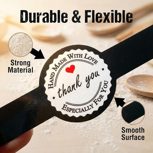 100 Pcs Black Bakery Stickers Food Safe Self-Adhesive Sealing Labels for Cake Boxes Cookies Desserts Tamper Decorative Packaging in Saudi Arabia