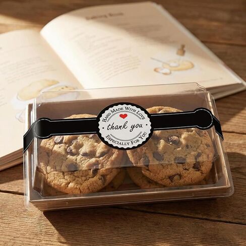 100 Pcs Black Bakery Stickers Food Safe Self-Adhesive Sealing Labels for Cake Boxes Cookies Desserts Tamper Decorative Packaging in Saudi Arabia