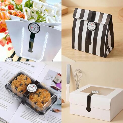 100 Pcs Black Bakery Stickers Food Safe Self-Adhesive Sealing Labels for Cake Boxes Cookies Desserts Tamper Decorative Packaging in Saudi Arabia