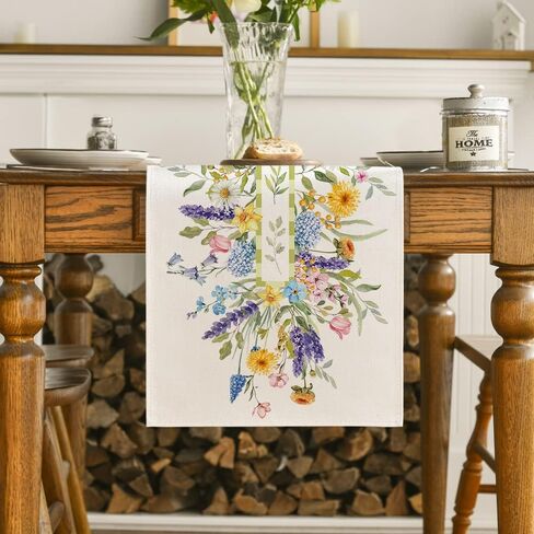Artoid Mode Bloom Flowers Florals Lavender Summer Table Runner, Seasonal Spring Holiday Kitchen Dining Table Decoration for Home Party Indoor 13x72 Inch in Saudi Arabia