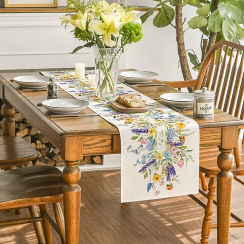 Artoid Mode Bloom Flowers Florals Lavender Summer Table Runner, Seasonal Spring Holiday Kitchen Dining Table Decoration for Home Party Indoor 13x72 Inch in Saudi Arabia