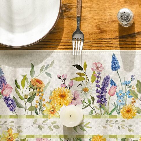 Artoid Mode Bloom Flowers Florals Lavender Summer Table Runner, Seasonal Spring Holiday Kitchen Dining Table Decoration for Home Party Indoor 13x72 Inch in Saudi Arabia