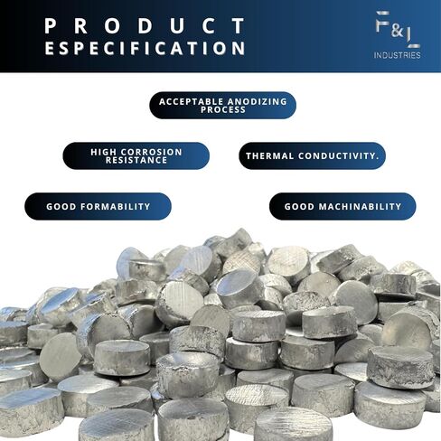 F&L 6063 كريات الألومنيوم - حبيبات معدنية من السبائك الممتازة للصب والصهر وصنع السبائك - طلقة ألومنيوم عالية القوة مقاومة للتآكل للاستخدام الصناعي والصناعي والتصنيعي in Kuwait