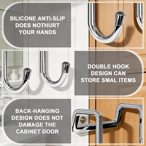 2PCS Stainless Steel No Drill S Hooks for Cabinets Set Door Back Hooks for Kitchen and Home Organization in Saudi Arabia
