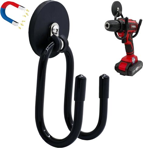 YYST Magnetic Power Drill Tool Organizer Holder,Magnetic Tool Holders,Garage Tool Storage Rack,2″ Opening Heavy Duty Large Garage Magnet Utility Hooks - No Power Drill –W Style (2) in Saudi Arabia