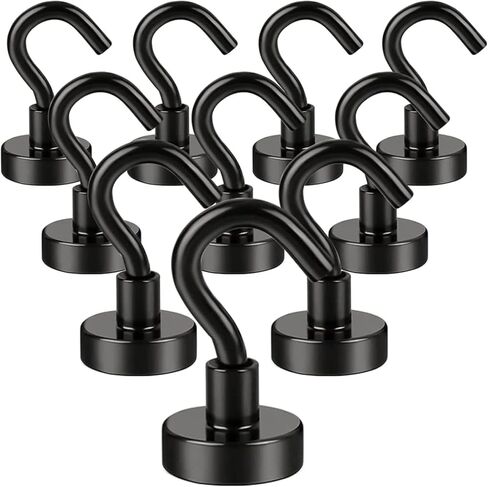 10pcs Magnetic Hooks - Heavy Duty Magnetic Hooks for Kitchen, Bathroom, Office, and Garage - Strong Hold, Rust-Resistant, and Easy to Use(Black) in Saudi Arabia