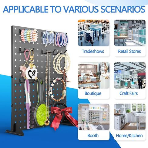 Peg Board Display Stand 16x12 Inch Metal Pegboard with 24 Hooks - 2 Pack Jewelry Stand & Keychain Display Stand for Vendor Events in Saudi Arabia