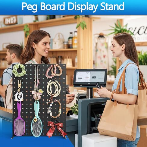 Peg Board Display Stand 16x12 Inch Metal Pegboard with 24 Hooks - 2 Pack Jewelry Stand & Keychain Display Stand for Vendor Events in Saudi Arabia
