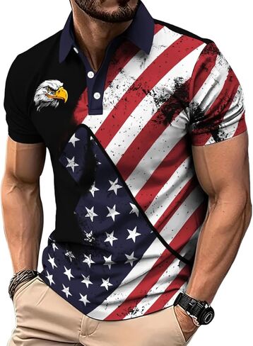 250 Anniversary USA Polo Shirt,Men's Independence Day Golf Shirts Short Sleeve Patriotic Golf Shirts for Men in Saudi Arabia