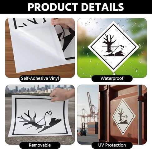25 Pcs Marine Pollutant Marking Placard - 10.75" x 10.75" Environmentally Removable Self Adhesive Vinyl Marine Pollutant Label for Temporary Class Hazard Marking Applications in Saudi Arabia