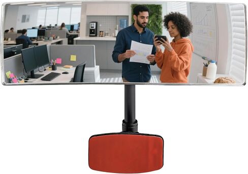 Clip On Mirror Wide Angle Computer Mirror to See Behind You 360° Rotatable Stick-On Convex Cubicle Mirrors Adjustable for Workdesk, Office, Personal Privacy and Security (1PCS HD 12" x 3") in Saudi Arabia