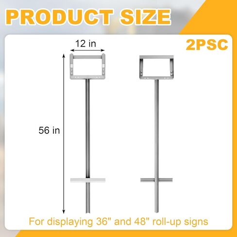 Blulu 2 Pack Roll-up Traffic Sign Stand 56 Inch Portable Road Construction Sign Stand Traffic Control Holder Heavy Duty Bar Angle T-stand Kit for 36" & 48" Signs Construction Site Driveway Street in Saudi Arabia