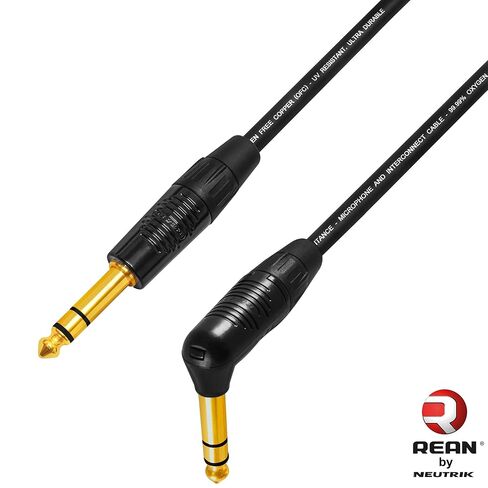 WBC-VALUELINE-2CS (22 AWG) - 2 Units - 10 Foot - Low-Capacitance Shielded Balanced Flexible Interconnect Cables with Neutrik-Rean ¼ Inch (6.35mm) Gold Angled to Straight TRS Stereo Phone Plugs in Saudi Arabia
