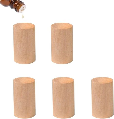 5 Pcs Wood Essential Oil Diffusers,Small Wood Fragrance DIffusers,Fragrance Retention,Wooden Aromatherapy Round Diffuser for Car,Home, Bathroom, Office, Toilet, Yoga Room, Sauna Room in Saudi Arabia