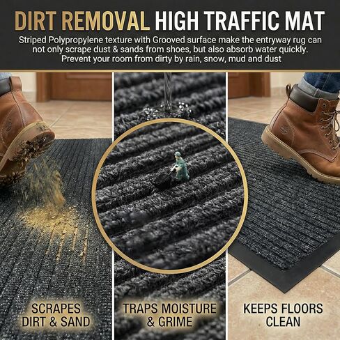 3 x 10 FT Extra Long Entrance Mat for Garage and Double Door, Heavy Duty Indoor Outdoor Doormat, Commercial Quality Non Slip Rubber Backing for High Traffic Dirt and Moisture Trapping in Saudi Arabia