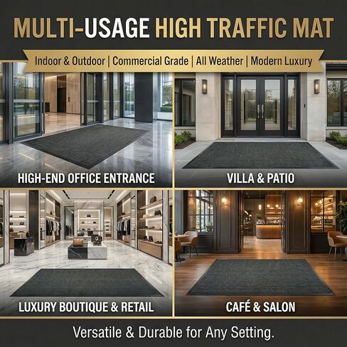 3 x 10 FT Extra Long Entrance Mat for Garage and Double Door, Heavy Duty Indoor Outdoor Doormat, Commercial Quality Non Slip Rubber Backing for High Traffic Dirt and Moisture Trapping in Saudi Arabia