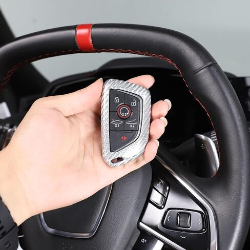 Real Carbon Fiber Key Fob Case Cover Compatible with Chevrolet Corvette C8 2020 2021 2022 2023 2024 2025, Key Fob Case Remote Cover Shell for Car Key Protection (red) in Saudi Arabia