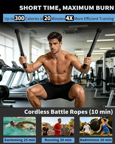 Battle Ropes, Weighted Ropeless Battle Rope with Adjustable Resistance Springs for Home Gym Exercise, Portable Workout Equipment for Strength Training & Cardio Fitness in Saudi Arabia