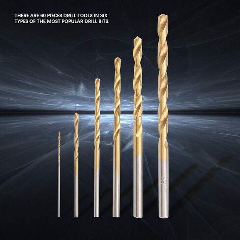 Twist Drill, 60Pcs Mini High Speed Steel Plating Straight Hand Twist Drill Bits Tool Great for Drilling Jobs and Mechanics Length Bits in Saudi Arabia
