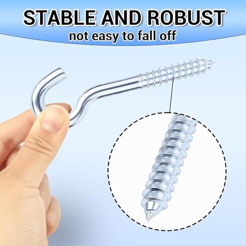 HOME MASTER HARDWARE 3/8x4.5 Steel Screw Hooks, 10-Pack Heavy Duty Eye Bolt Ceiling Hooks with Open Loop, Self Tapping Screw in Hooks for Hanging Hammock, String Lights and Plants, Zinc Plated in Saudi Arabia