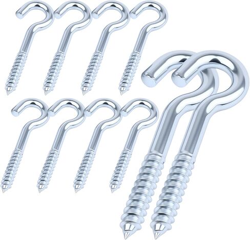 HOME MASTER HARDWARE 3/8x4.5 Steel Screw Hooks, 10-Pack Heavy Duty Eye Bolt Ceiling Hooks with Open Loop, Self Tapping Screw in Hooks for Hanging Hammock, String Lights and Plants, Zinc Plated in Saudi Arabia