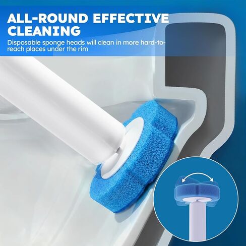 Disposable Toilet Brush- Toilet Bowl Cleaner, Toilet Bowl Brush, Toilet Wand with 12PCS Brush Refills for Bathroom Deep Cleaning Squre Shape(1 Pack, White) in Saudi Arabia