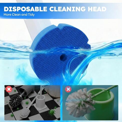 Disposable Toilet Brush- Toilet Bowl Cleaner, Toilet Bowl Brush, Toilet Wand with 12PCS Brush Refills for Bathroom Deep Cleaning Squre Shape(1 Pack, White) in Saudi Arabia