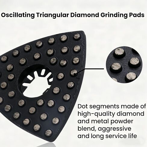 Oscillating Triangular Diamond Grinding Pads, 3 Inch Metal Bond Dots Grinding Disc for Edge Tight Corners, 30 Grit in Saudi Arabia